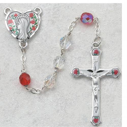 Crystal and Ruby Aurora Borealis Rosary
