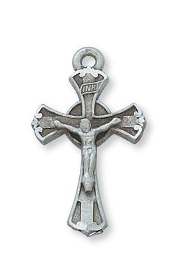 Pewter Crucifix With 18" Silver Tone Chain And Gift Box  Dimension: 1"
