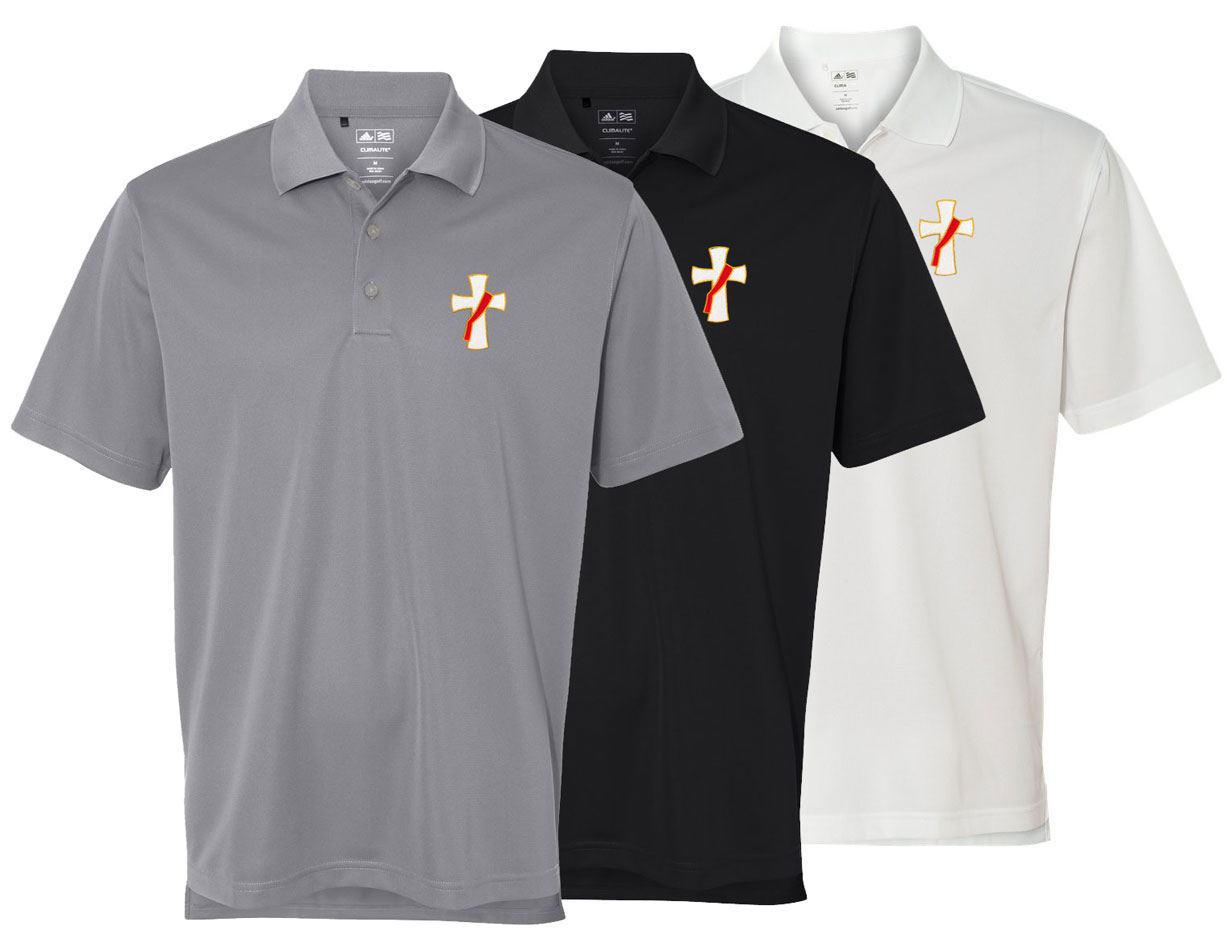 Adidas Dri-Fit Polo with Embroidered Deacon Cross