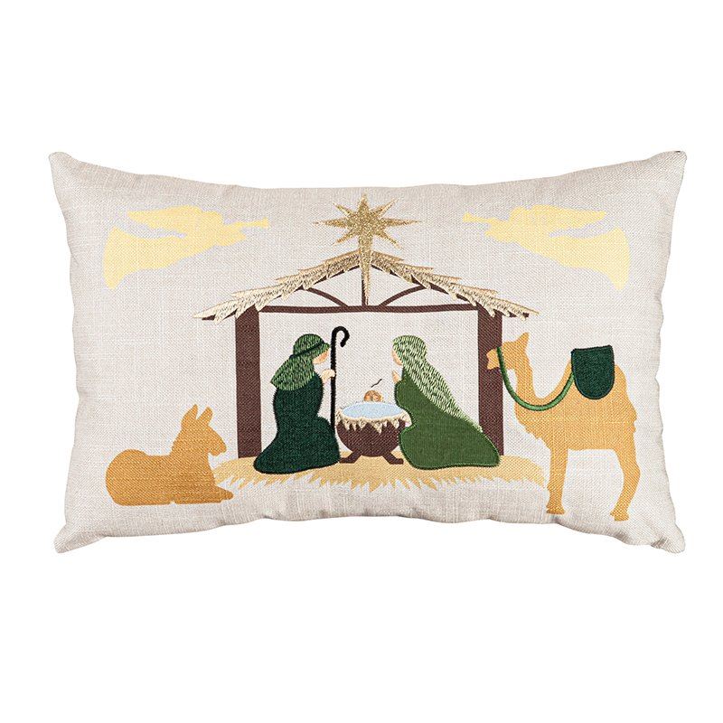 Decorative Nativity Scene Pillow