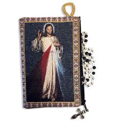 Divine Mercy Icon Tapestry Rosary Pouch 5-3/8" x 4"