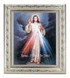 Divine Mercy in Antique Silver Frame, 10" x 12" Overall Size 