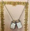 Double Scapular Necklace 18" Rhodium with Mother of Pearl