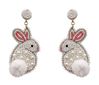 Easter Bunny Beaded Earrings with Cotton Tail White