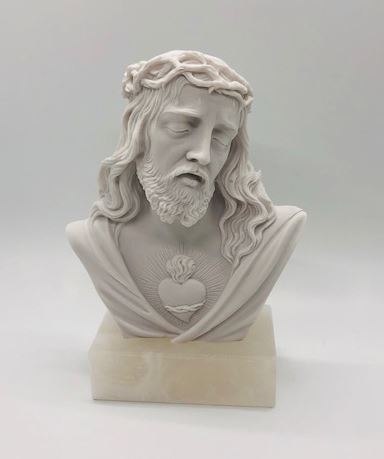 Ecce Homo 5" Alabaster Statue from Italy head of Christ Sacred heart of jesus