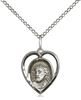 Ecce Homo Sterling Silver Heart Medal on 18 inch Chain