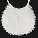 Embroidered Cotton Bib with Lace