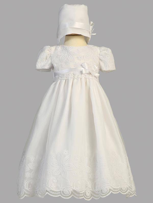 Embroidered Organza Christening Gown