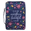 He Has Made Everything Beautiful Large Navy Floral Bible Cover - Ecclesiastes 3:11
