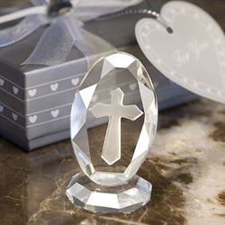  Exquisite Crystal Cross Desk Plaque party favor, glass cross, cross plaque, standing cross, glass plaque, group gfits, class gifts, group gifts, madonna and child, favors, group gifts, italian gifts, items from italy, italy, italian, italian glass