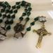 Faceted Emerald Green Glass Tulip Capped Rosary - 111000