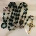 Faceted Emerald Green Glass Tulip Capped Rosary