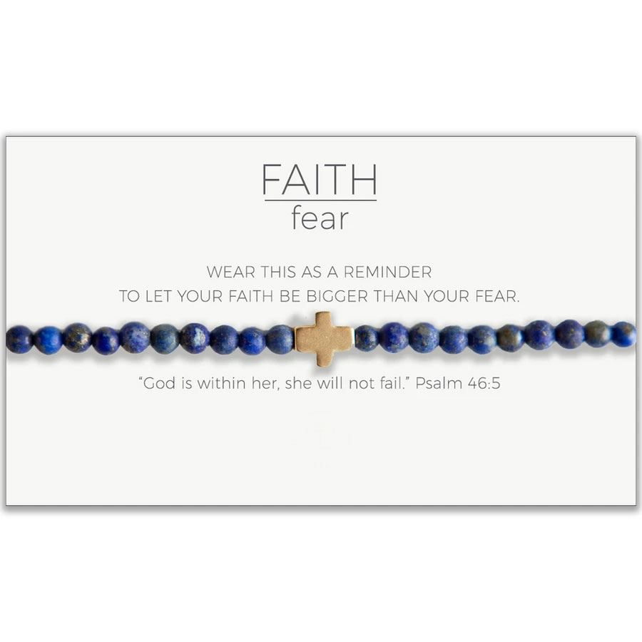 Faith Over Fear Stretch Bracelet, Lapis Lazuli