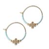 Faithful Turquoise Dangle Earrings - Gold Cross