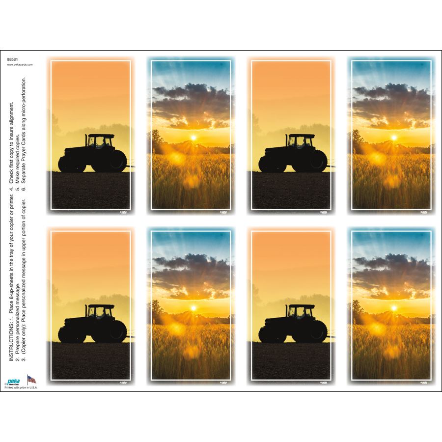 Farming Assortment Print Your Own Prayer Cards - 25 Sheet Pack