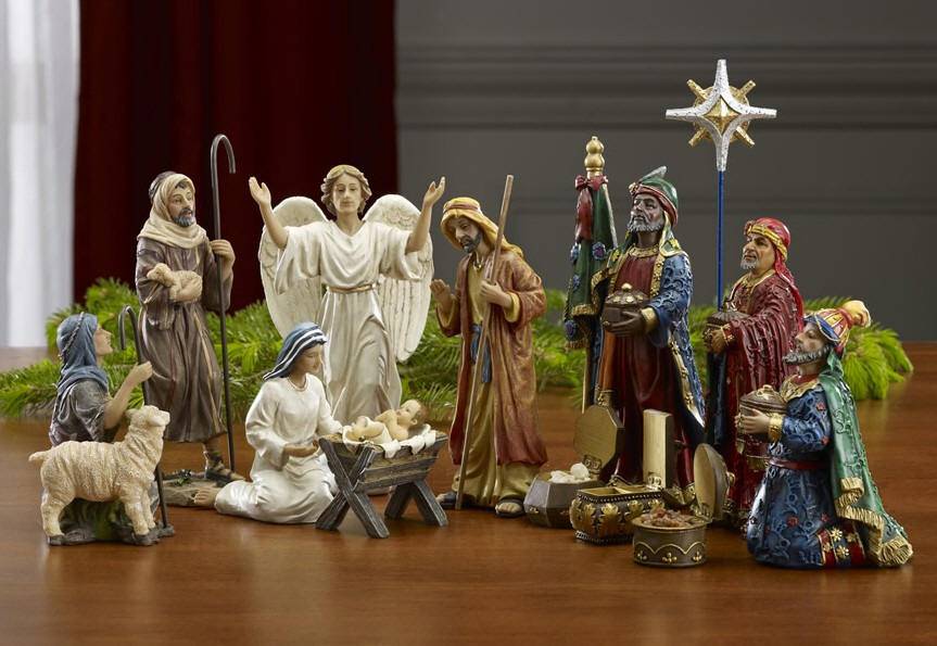 16 Piece Deluxe good Edition Christmas Nativity Set with Real Gold - 7 inch Scale