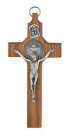 First Communion 6" Walnut Wall Crucifix with Medallion