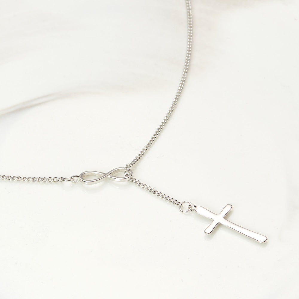 First Communion Cross Necklace, Silver
