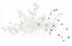 First Communion Gorgeous Floral Hairpiece with Rhinestones and Beads