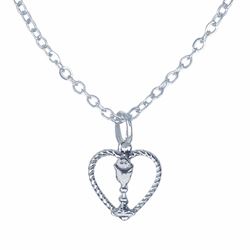 /2 Inch Silver Plated Heart with Chalice Necklace
