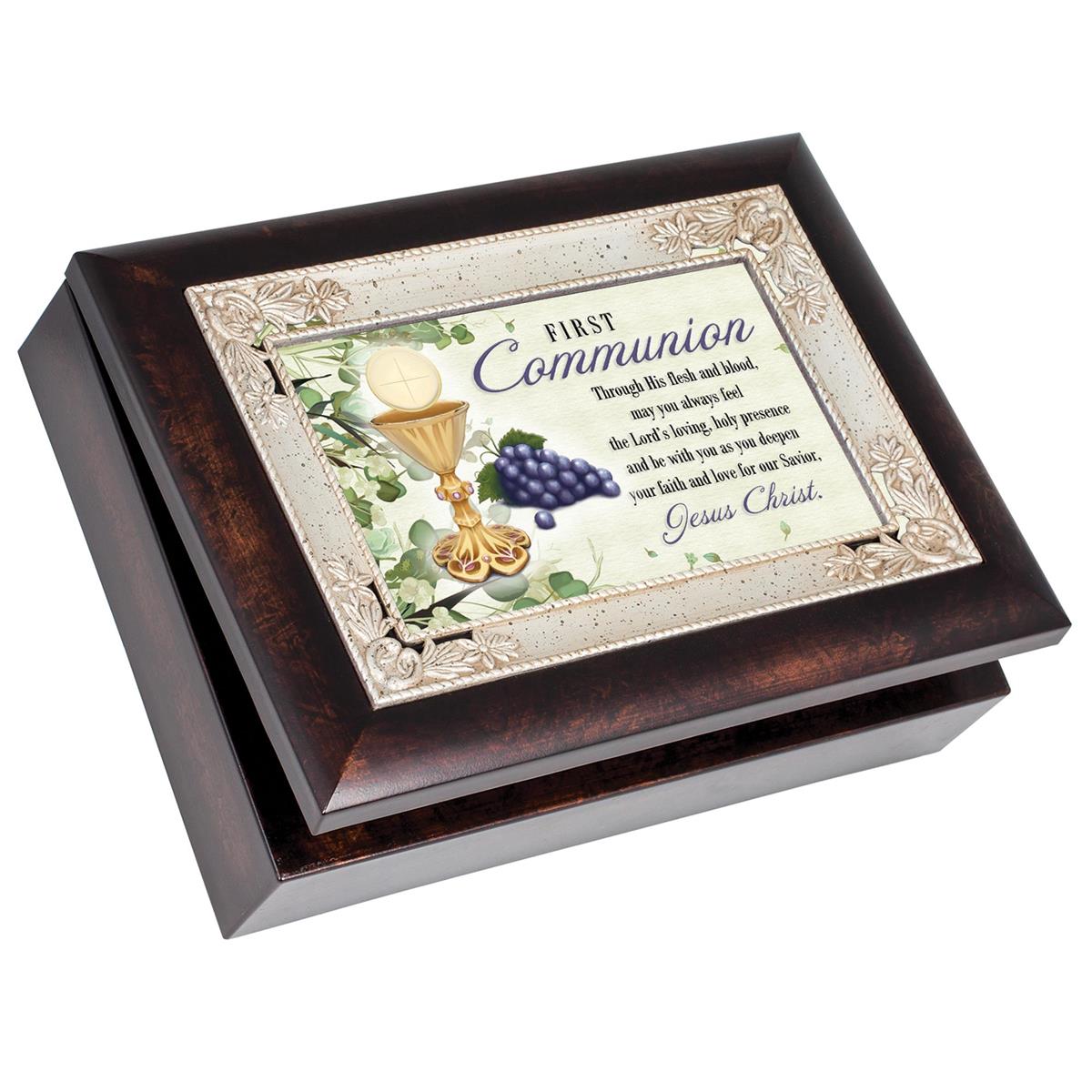 First Communion Large Wood Music Box