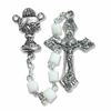 5mm Square White Glass Beads Rosary with Crucifix and Chalice Center