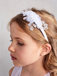 First Communion Satin Wrapped Headband (no tulle veil)