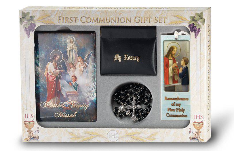 First Communion Set, Black- Blessed Trinity