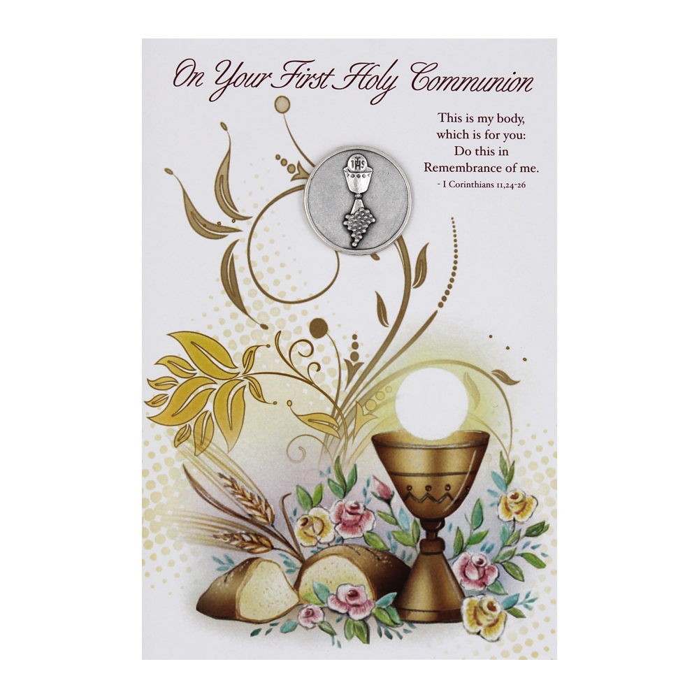 First Holy Communion Greeting Card with Removable Pocket Token