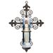 Fleur de Lis Wall Cross Sconce to Hold LED Devotional Candle - 127946
