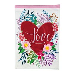 Floral Love Heart Garden Linen Flag