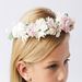 Floral Wreath Crown, Artificial Flower Crown for First Communion with soft white, pink and green accents.