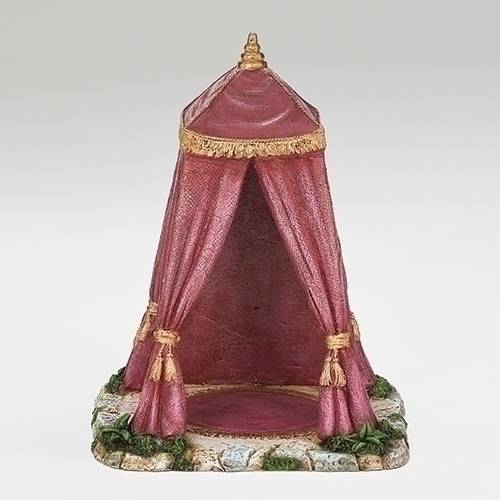Fontanini Burgundy Kings Tent, for 5" Scale King 9.84" tall x 7.87" wide x 7.87"L deep; Resin  Perfect accent to your Fontanini nativity scene or village display
