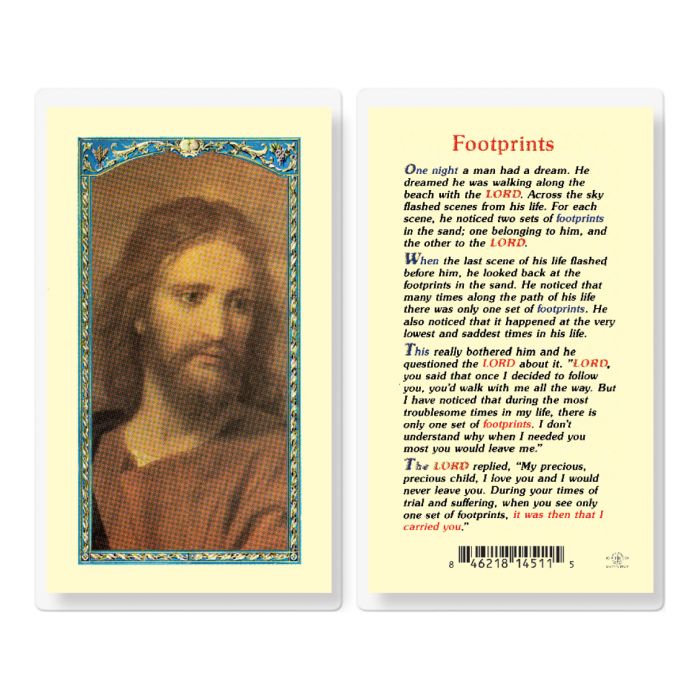 Footprints Head of Christ Holy Card