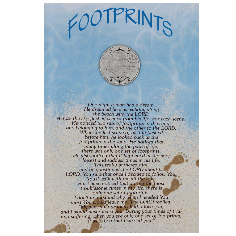 Footprints in the Sand Greeting Card with Removable Pocket Token