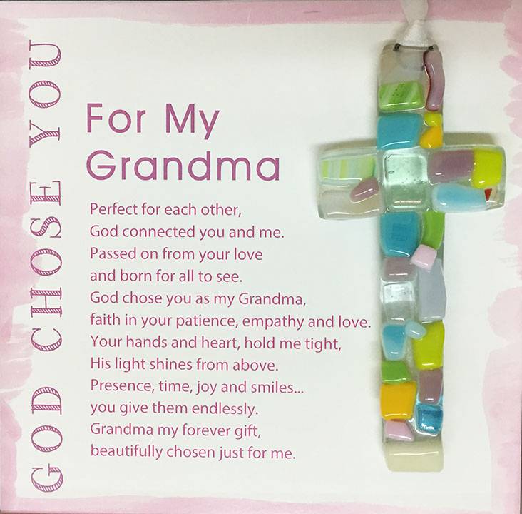 For My Grandma, God Chose You 4" Handmade Mosaic Cross