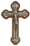 Four Evangelists 10" Silver/Wood Wall Crucifix from Italy