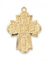Four Way Cross, Gold over Sterling Silver on 24" Chain