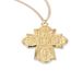 Four Way Cross, Gold over Sterling Silver on 24" Chain