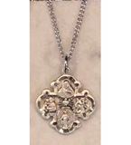 This 4-way medal on chain makes a great gift for any special occasion.  The medal has the images of St. Christopher, the Sacred Heart, Miraculous and St. Joseph.  Medal comes in pewter finish or sterling silver.  20" chain included