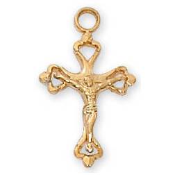 Gold over Sterling Silver Baby Crucifix on 13" Chain