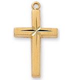 Gold over Sterling Silver Cross on 18" Chain