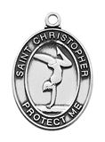Girls Pewter Gymnastics Medal On An 18" Stainless Chain