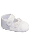 Girls Christening Bootie with Lace Trim and Embroidered Cross 