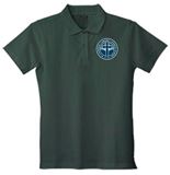 Girls Hunter Green Pique Knit Polo Shirt with SCL Logo, Short Sleeve