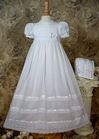 Girls Long Cotton Christening Gown and Bonnet