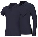 Girls Navy Smooth Interlock Knit Polo Shirt