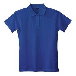 Girls Royal Blue Pique Knit Polo Shirt, Short Sleeve