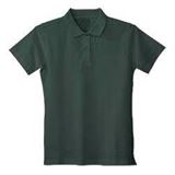 Girls Hunter Green Pique Knit Polo Shirt, Short Sleeve