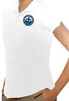 Girls White Performance Knit Polo with SCL Logo *LOGO ITEM- FINAL SALE*